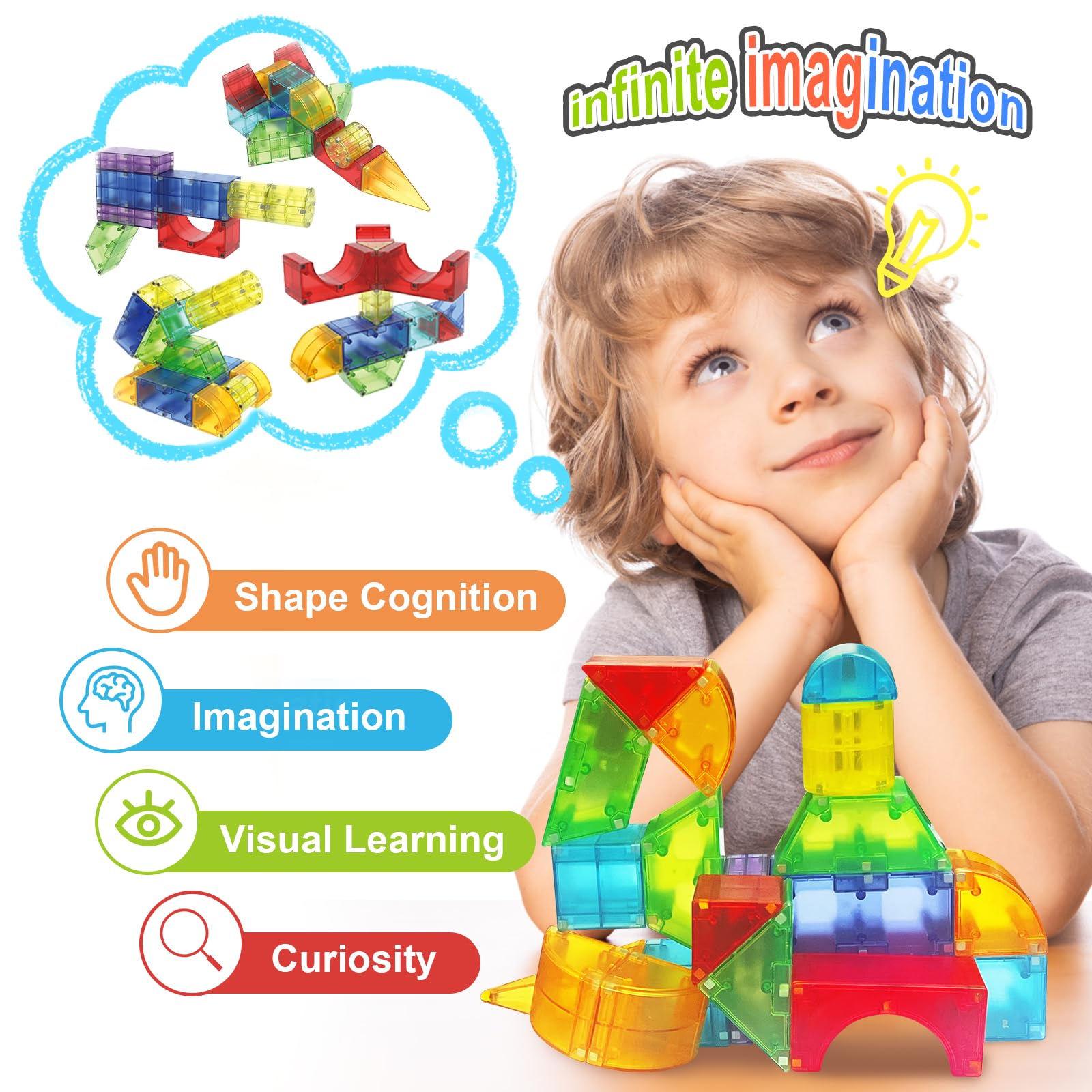 Huaker magnetic blocks promote imagination and collaboration, ideal for ages 3 to 8