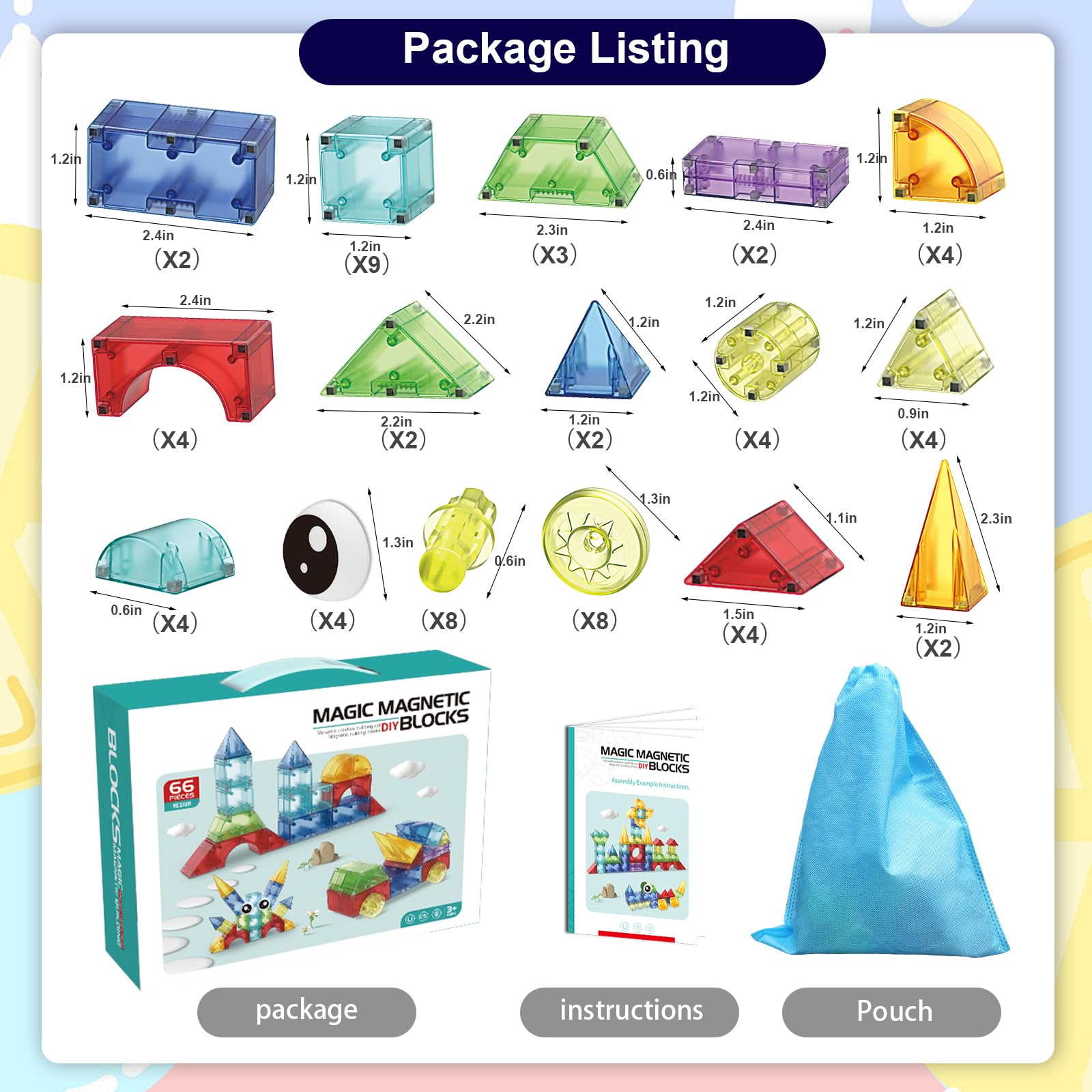 Huaker magnetic blocks safe non-toxic ABS design with large pieces for small hands