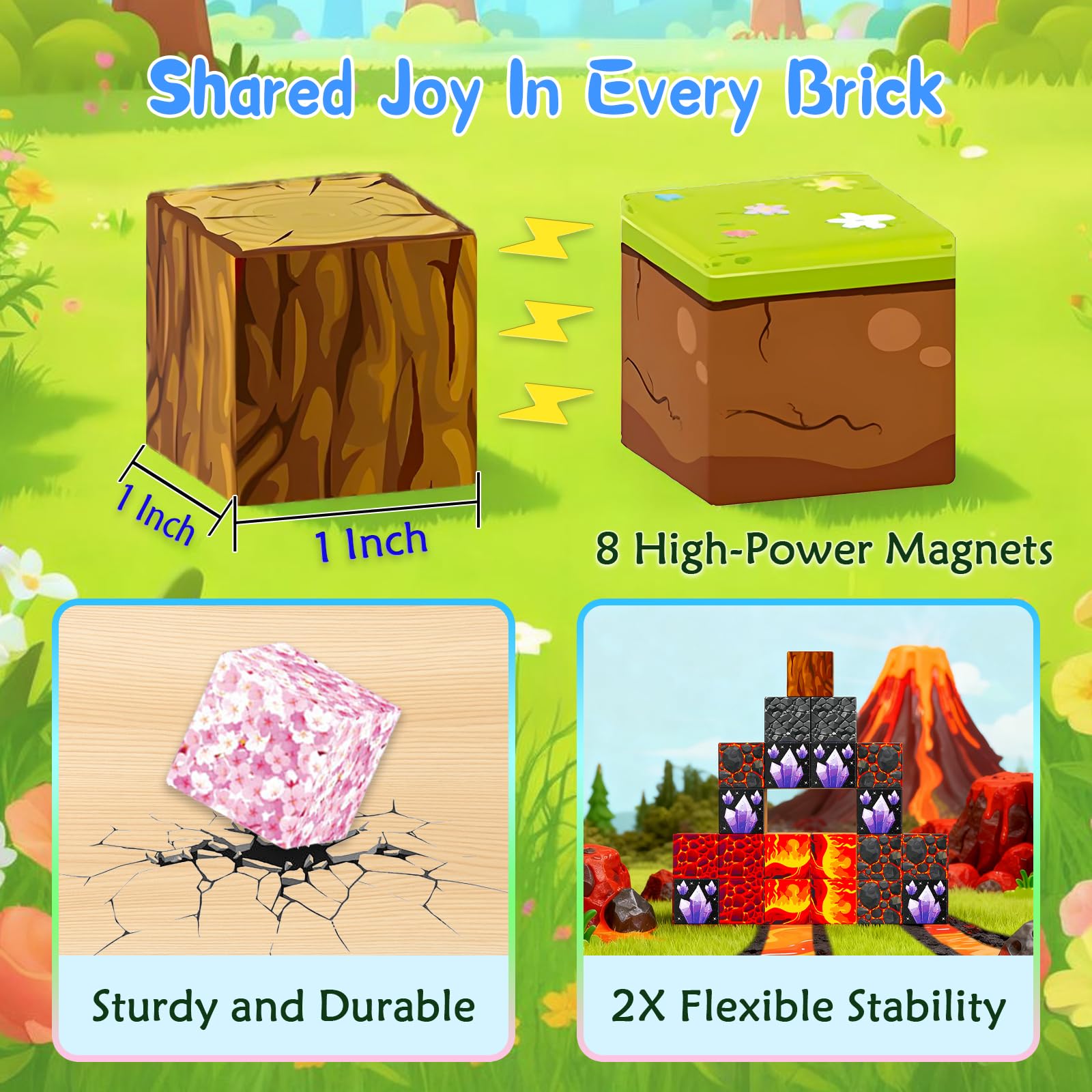 Audibly engaging blocks emit delightful jingling sounds during building sessions.