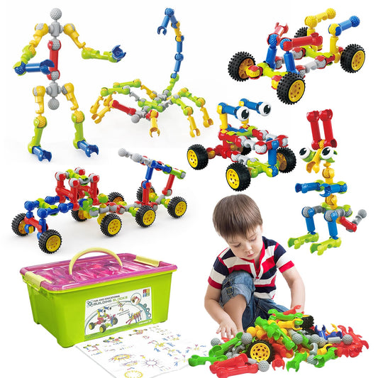 Huaker STEM building blocks with storage box for creative play and early engineering skills.