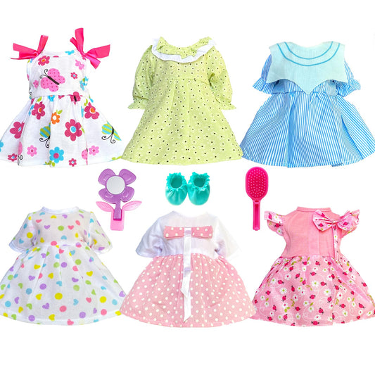 Huang Cheng Toys 14-inch doll dress set with six outfits for play