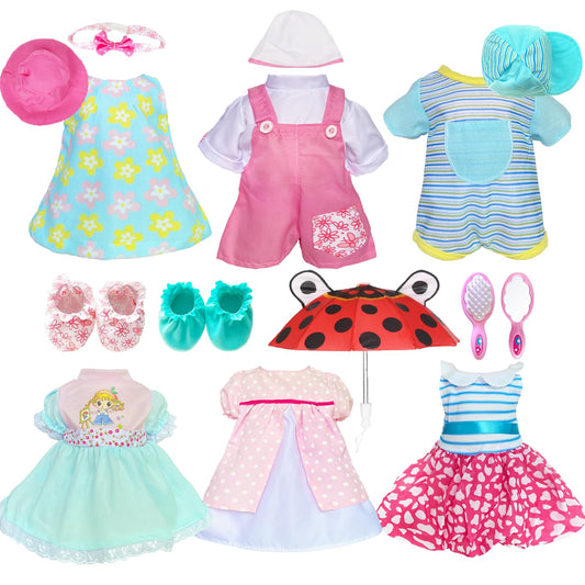 Huang Cheng Toys 12pc outfits for 12-15 inch dolls to spark imaginative play.