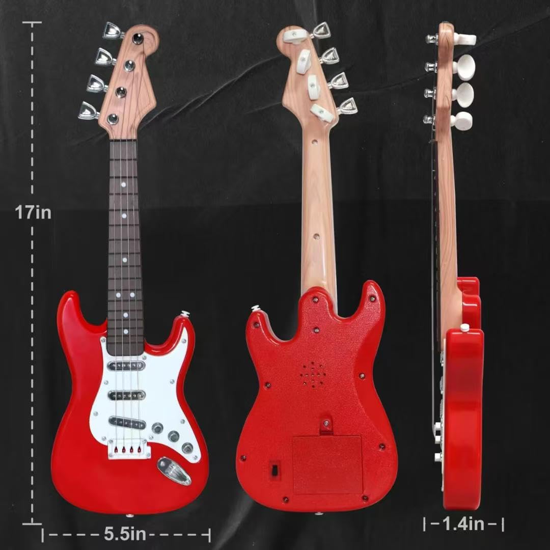 Huang Cheng Toys crystal-clear sound from the mini guitar for engaging senses.