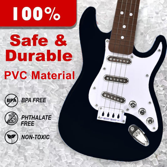 Huang Cheng Toys mini guitar with strap shows portable, easy-to-hold design