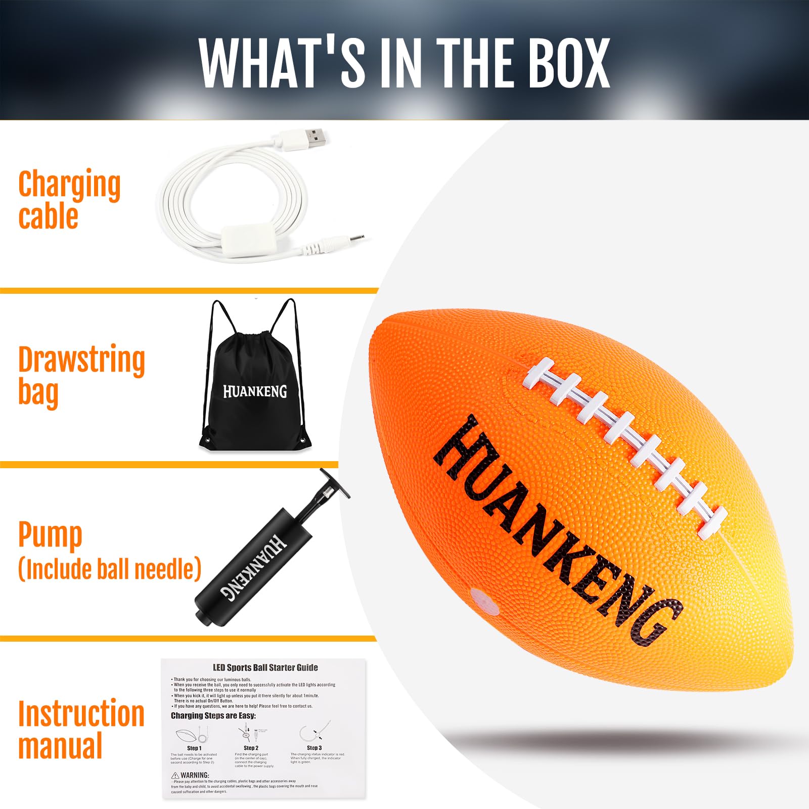 HuanKeng ball features waterproof charging port for durable outdoor use.