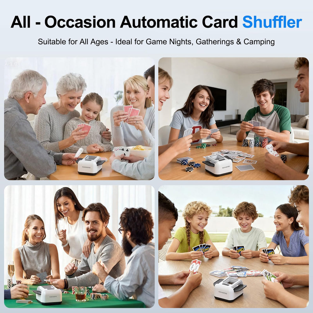 HUAYAGHFHD shuffles 1-2 decks in seconds for faster game setup.