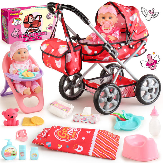 HuceePlay baby doll stroller set for imaginative play and nurturing role-play.