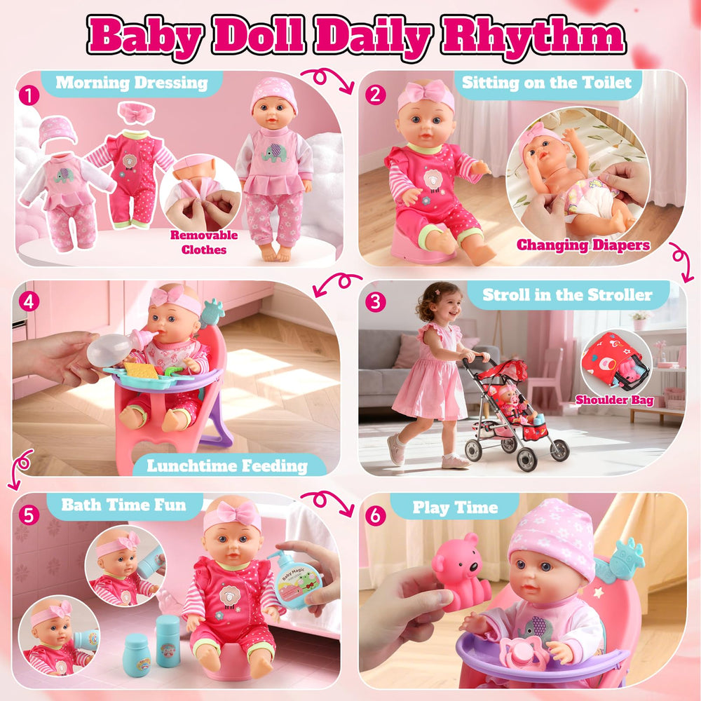 HuceePlay doll high chair enabling realistic feeding routines.