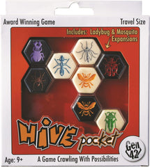 HUCH Hive Pocket travel edition with compact bag and hex tiles for on-the-go play.
