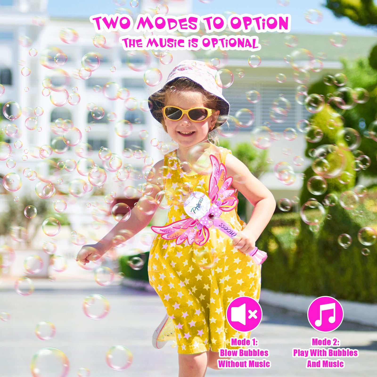 Hugeway Princess Bubble Wand in action with sparkling bubbles during playtime
