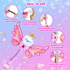 Hugeway Princess Bubble Wand durable ABS design safeguards playtime