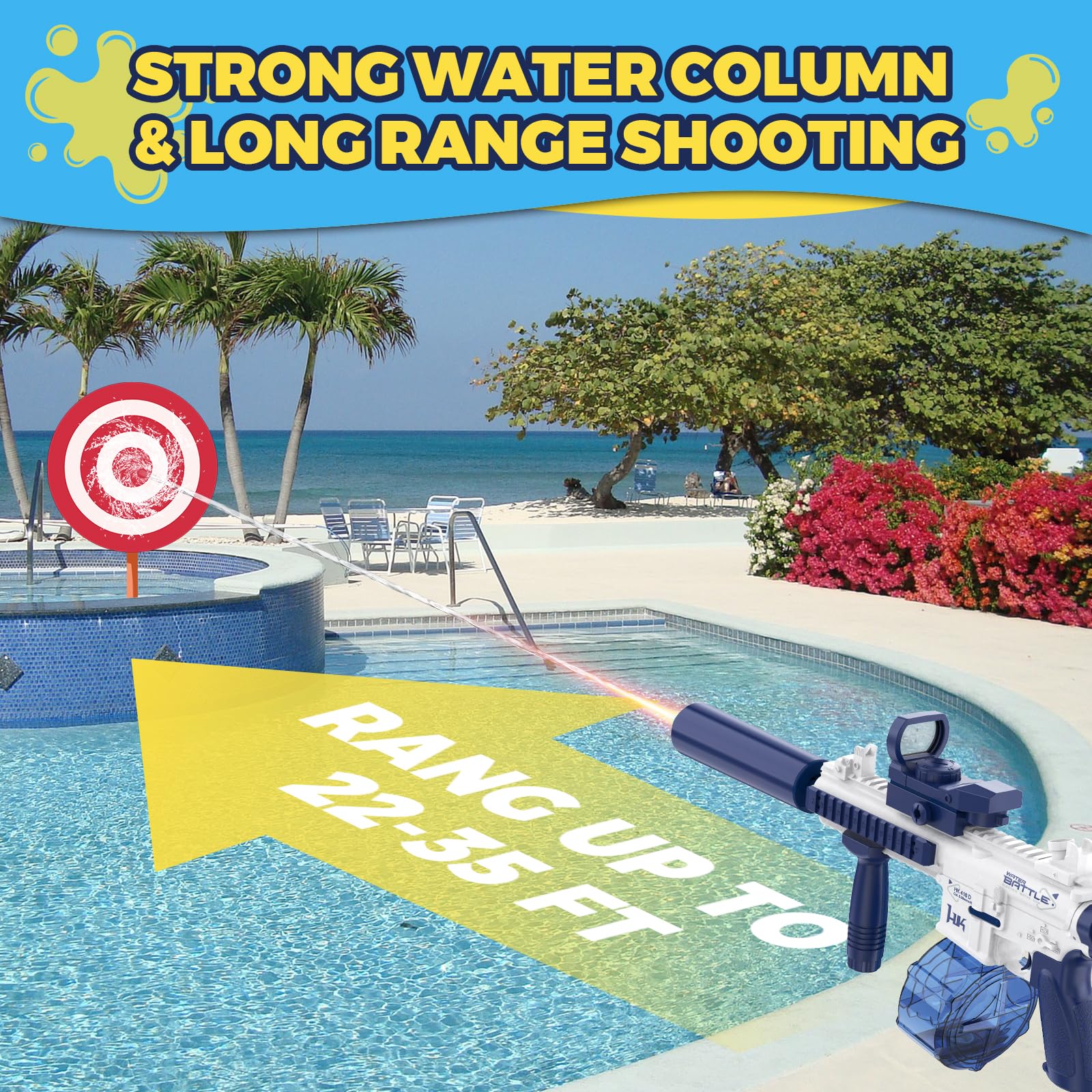 Hugeway long-range water gun reaches 32 ft for impressive hits