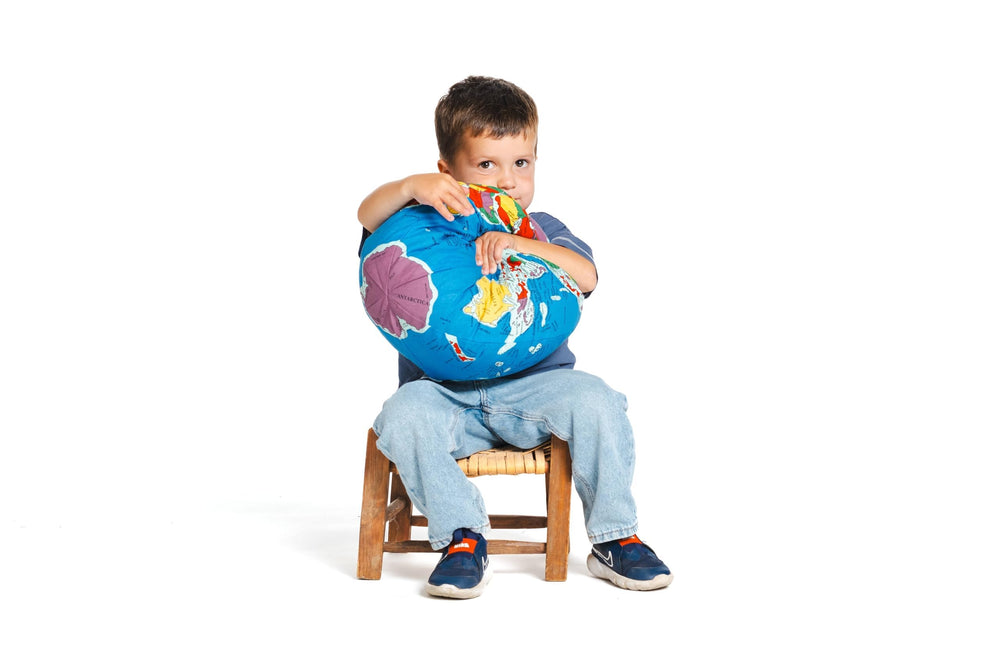 Hugg-A-Planet Classic Political Earth packaging, showcases educational value and gift appeal.