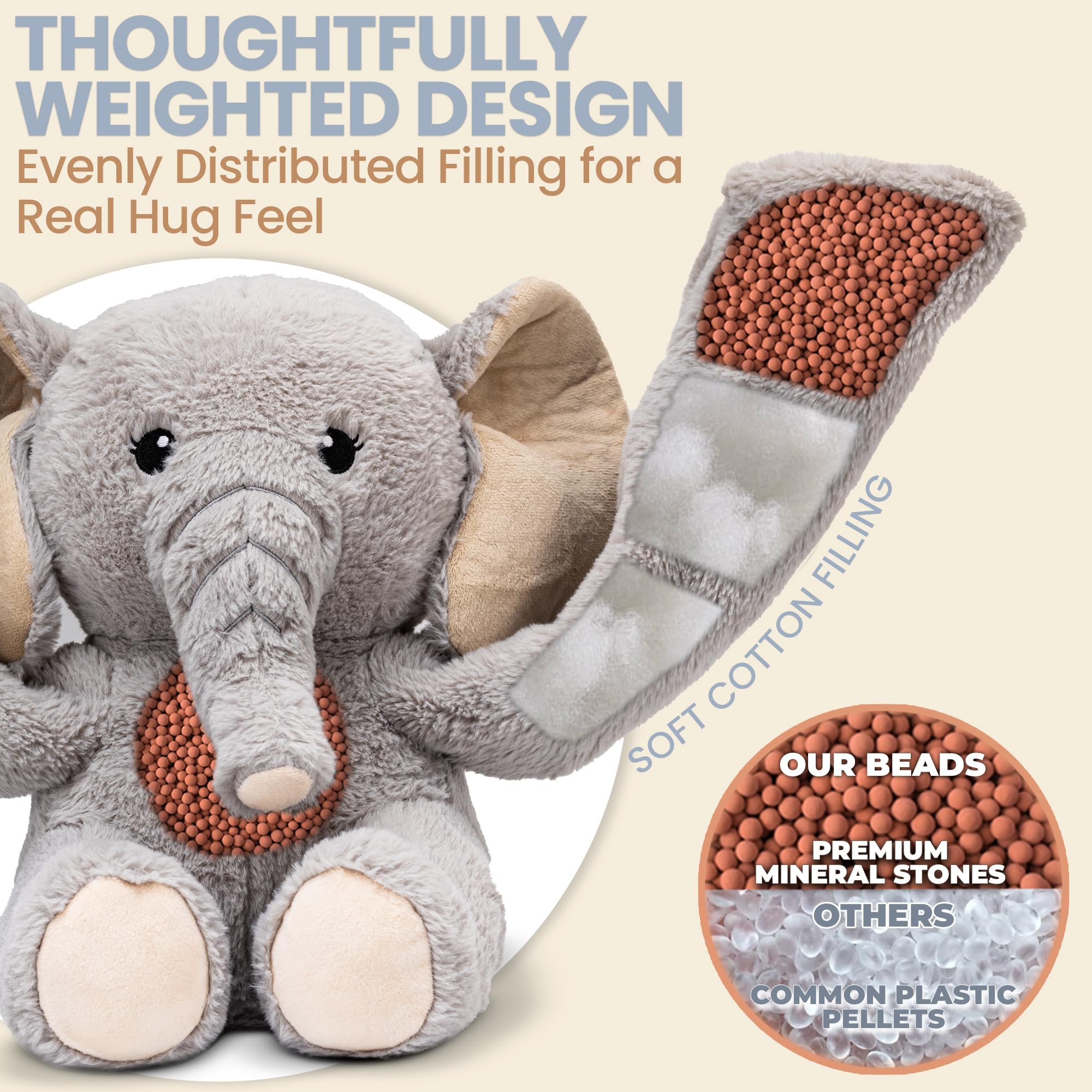 Clay stones inside Hathi Elephant add gentle heft