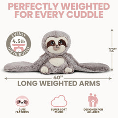 Marshmallow Sloth with 40-inch arms for enveloping hugs