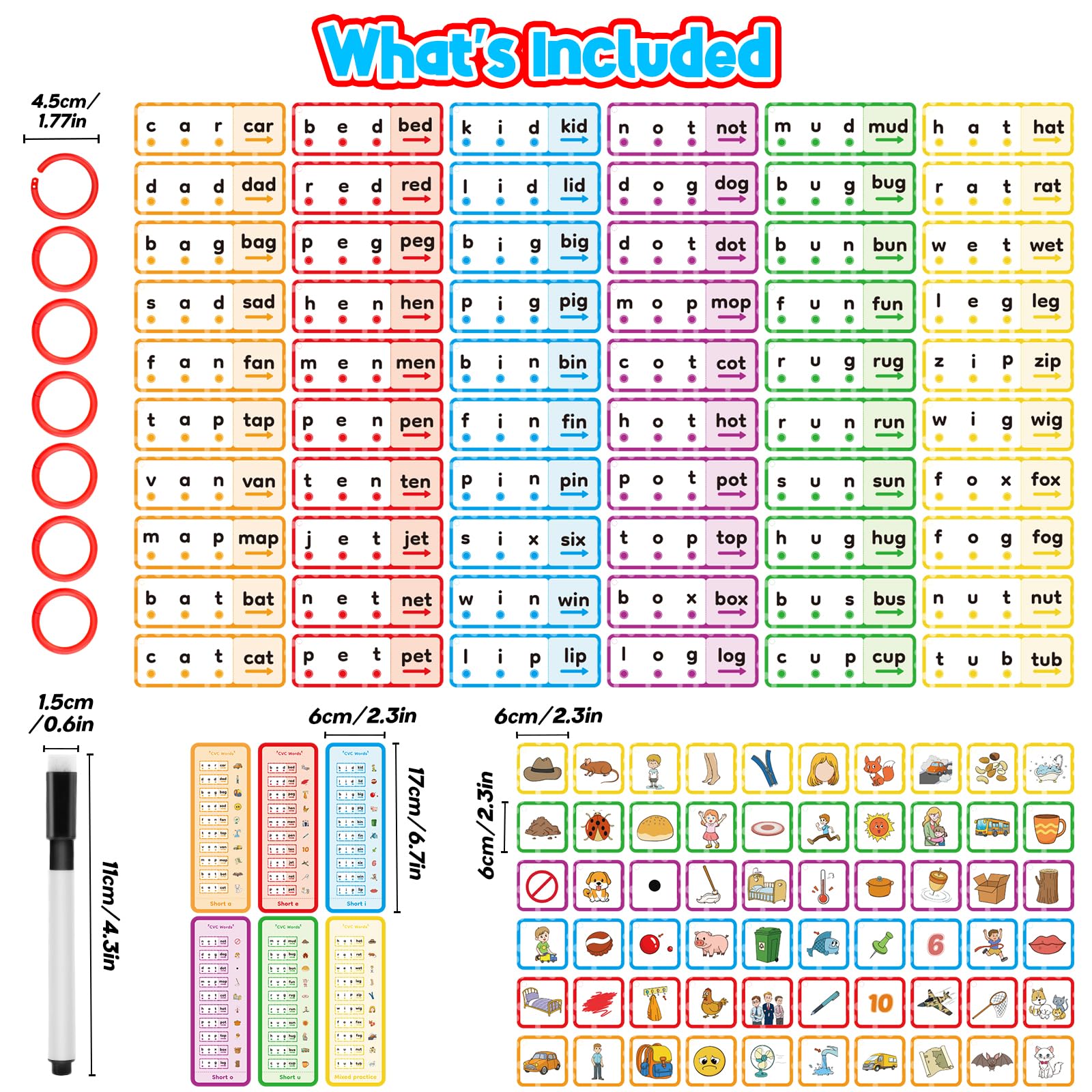 HugHush CVC Word Games cards dry-erase sides enable reusable practice.