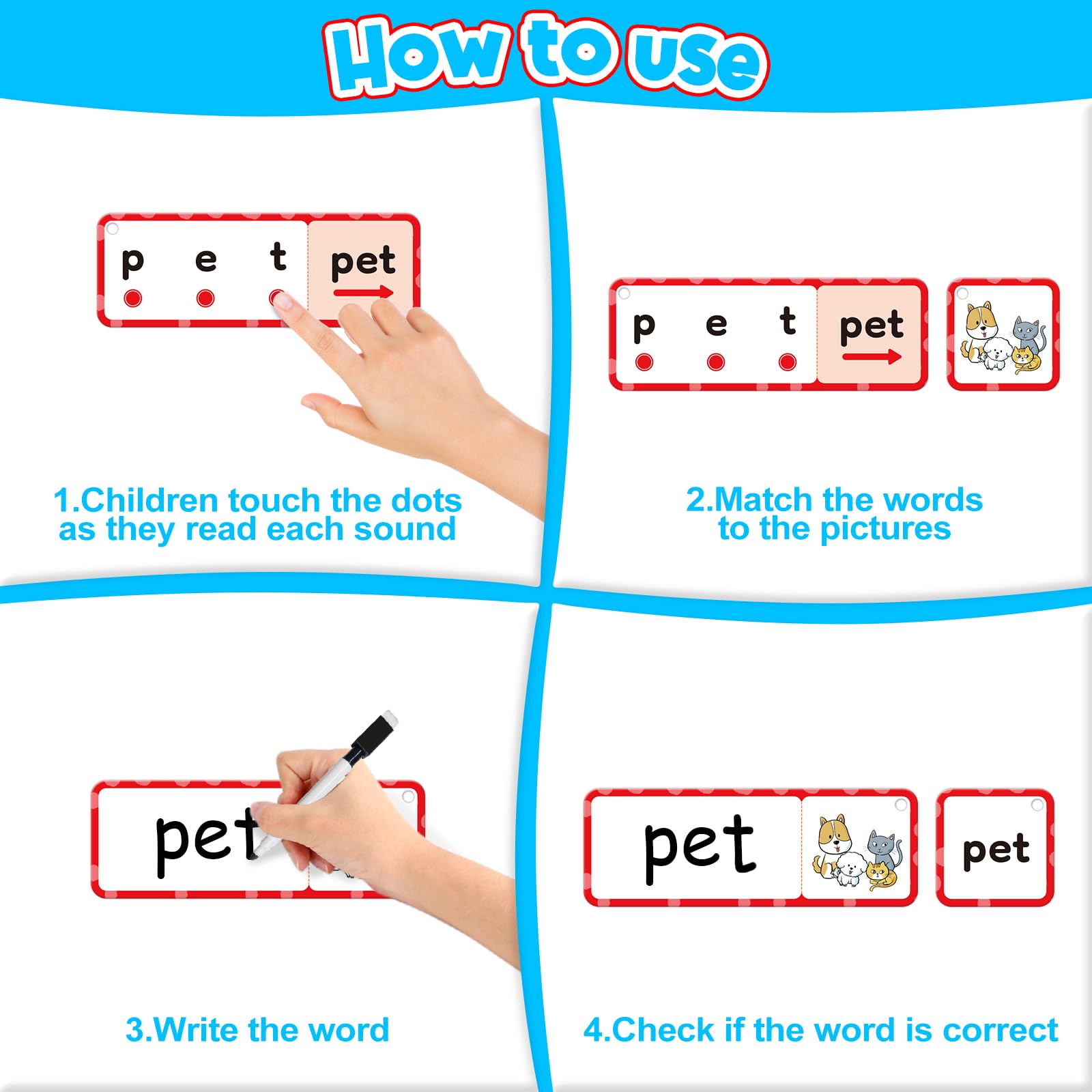 HugHush CVC Word cards with rings keep sessions neat.