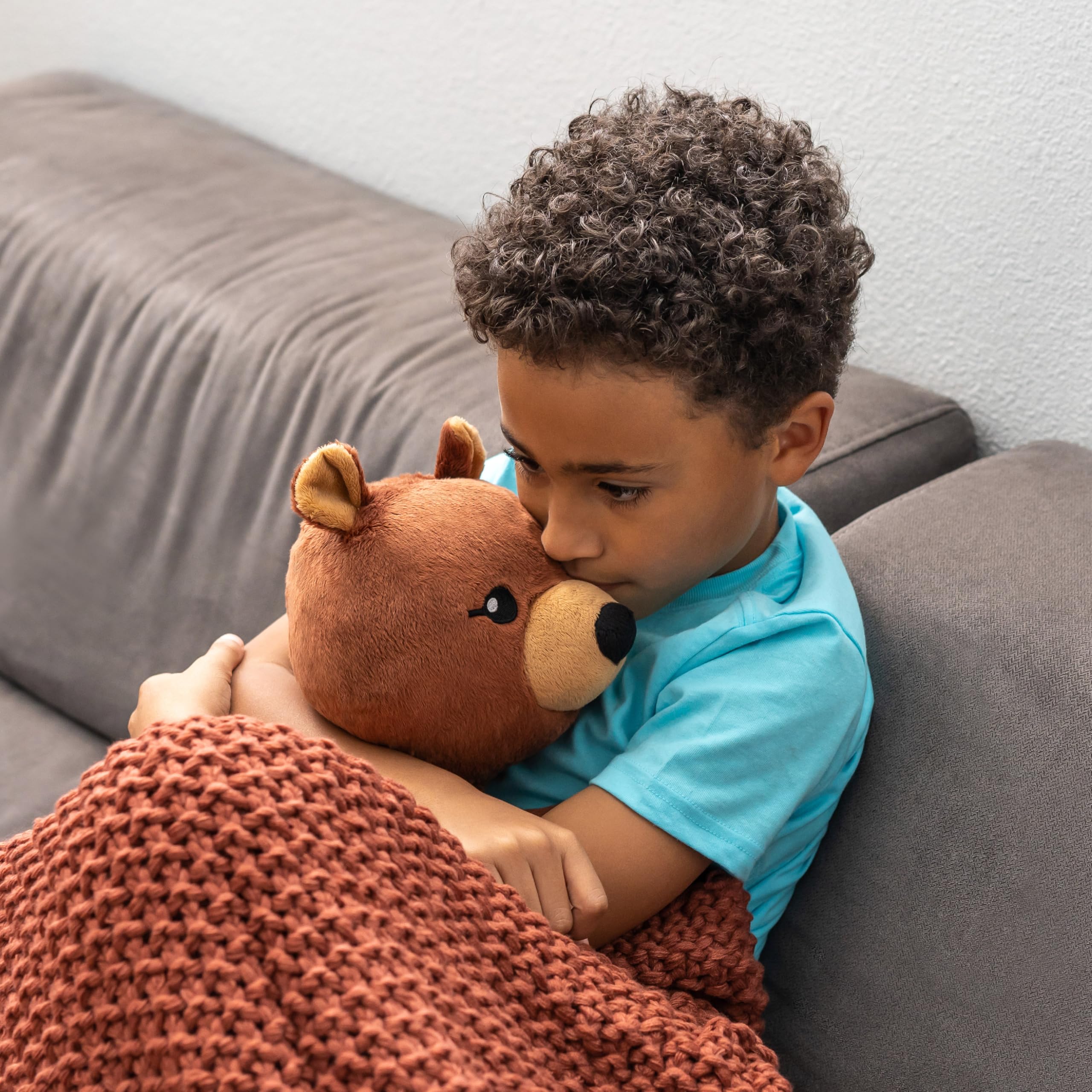 HUGIMALS Darby the Bear plush fabric close-up, premium softness and durability