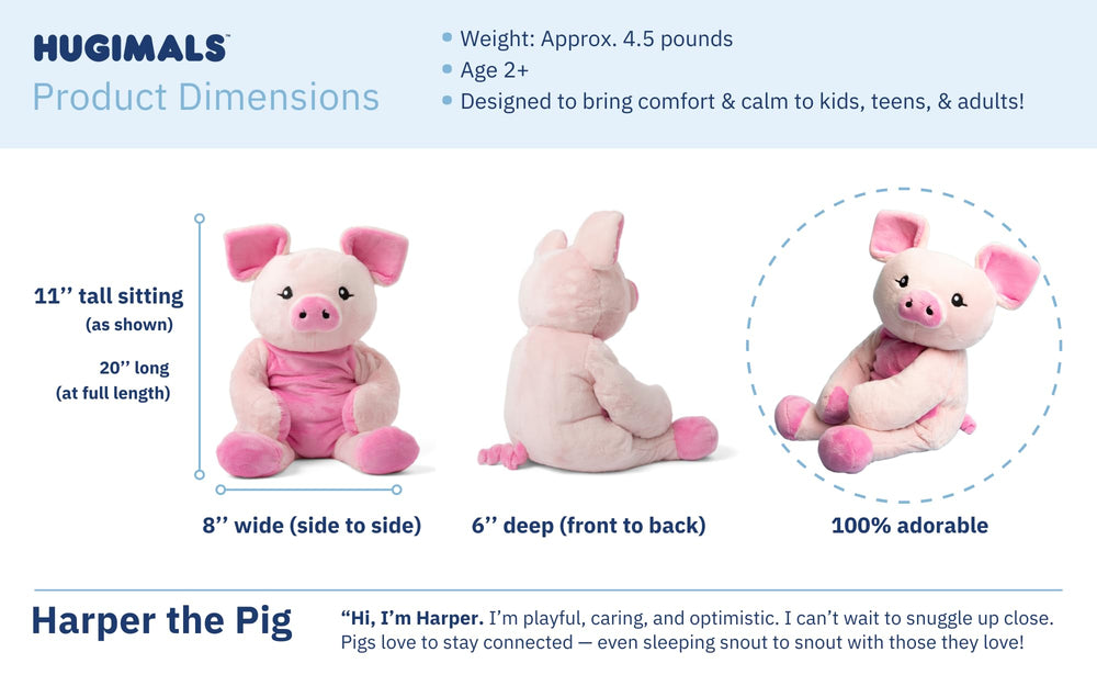 Child hugging Harper the Pig for grounding comfort