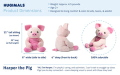 Child hugging Harper the Pig for grounding comfort
