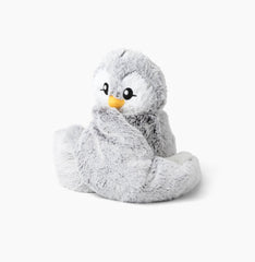 Hugimals Pax the Penguin front view showing cozy weighted hug for neck and shoulders