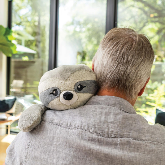 Hugimals Sam the Sloth side profile highlights its generous size for full-body cuddles.