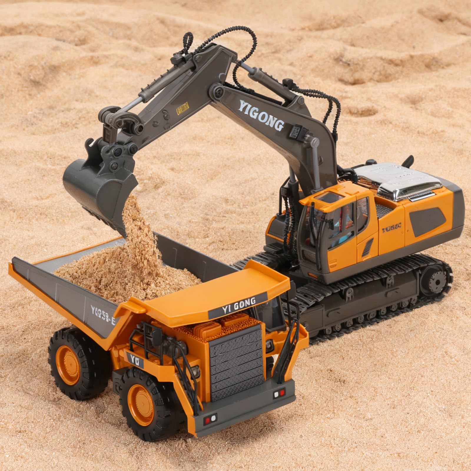HuiJuKeJi remote dump truck gift box ready for gifting.