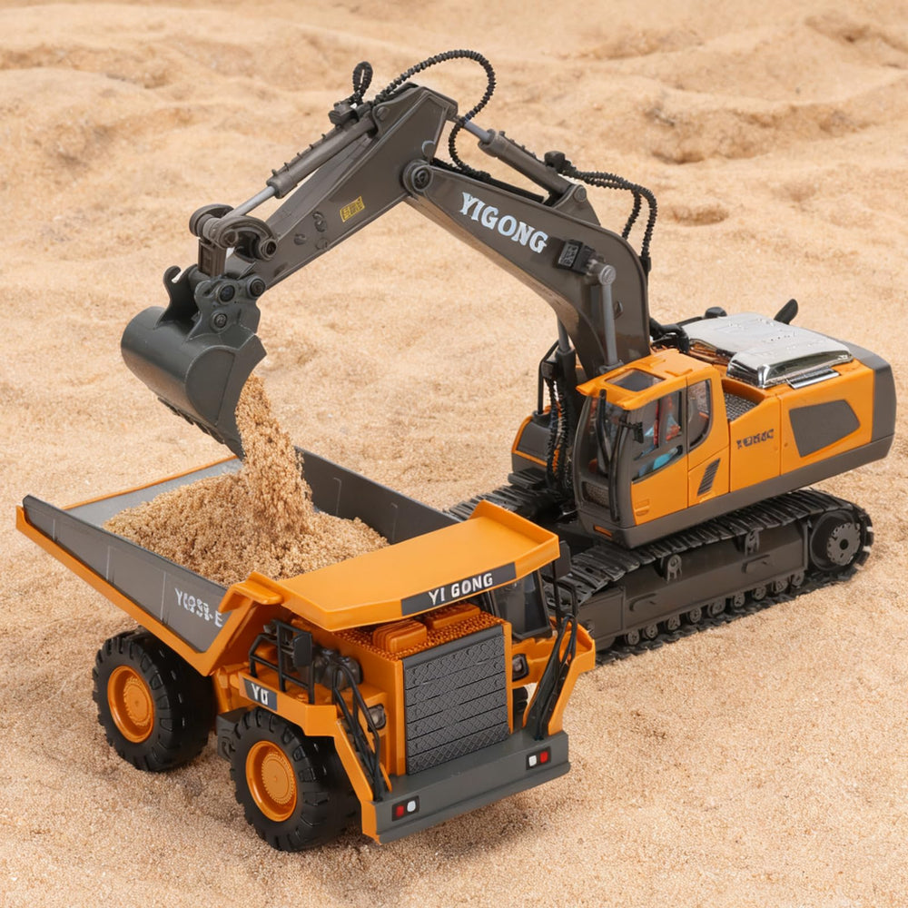 HuiJuKeJi remote dump truck gift box ready for gifting.