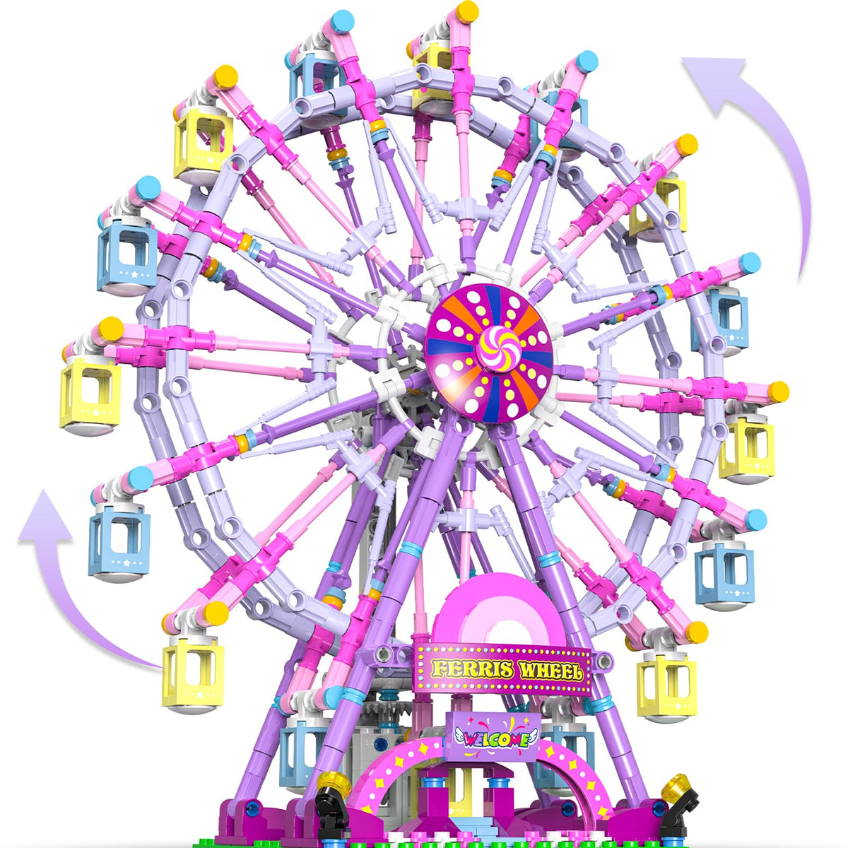 HuiNiu Ferris Wheel set with fairy lights, a captivating night display and learning tool.