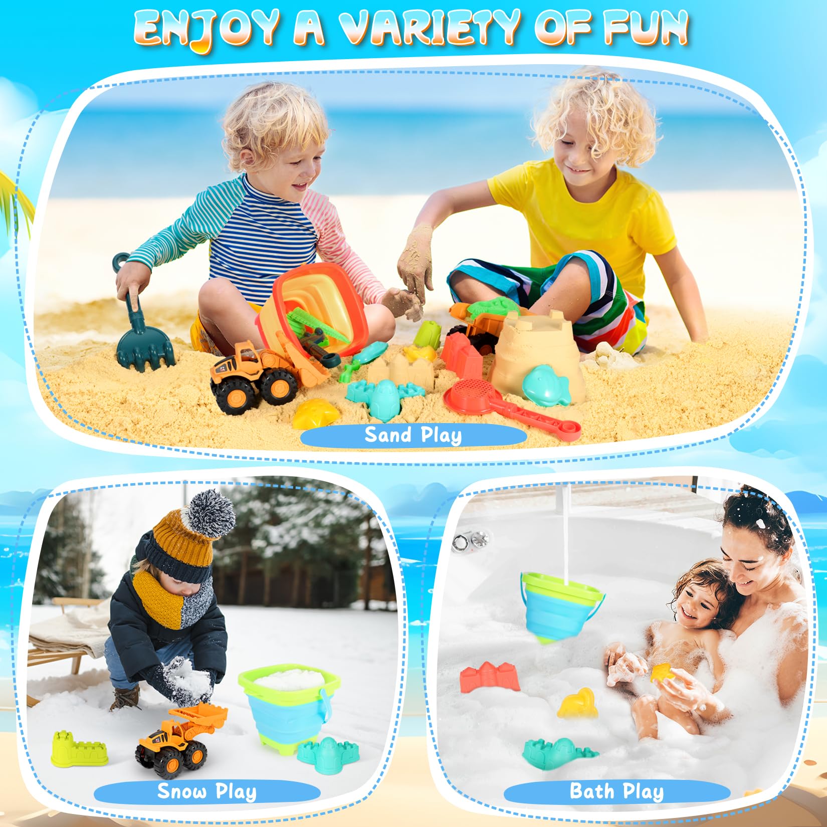 HUITEM Beach Sand Toys three sand castle molds for sturdy builds