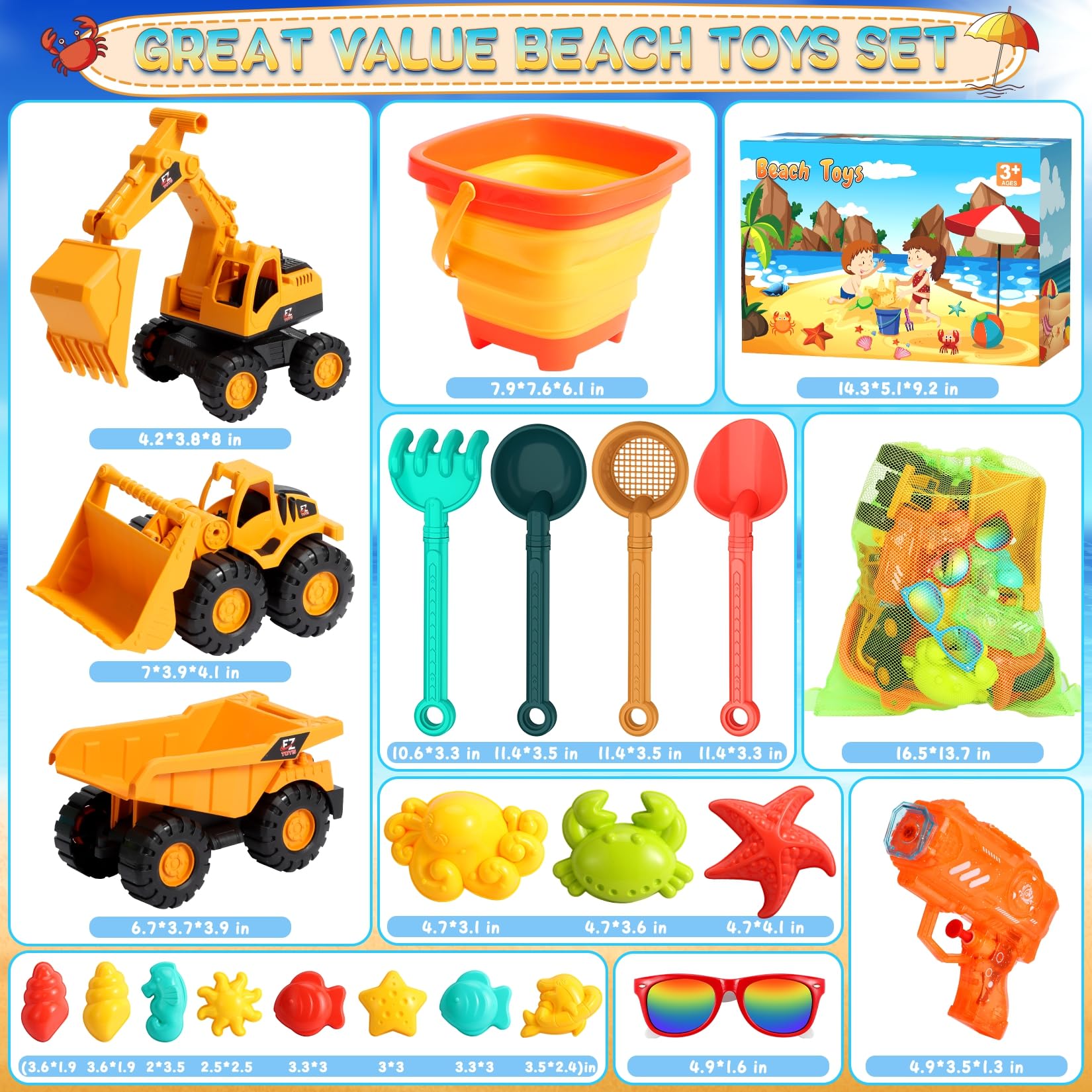 HUITEM mesh beach bags keep toys organized and dry