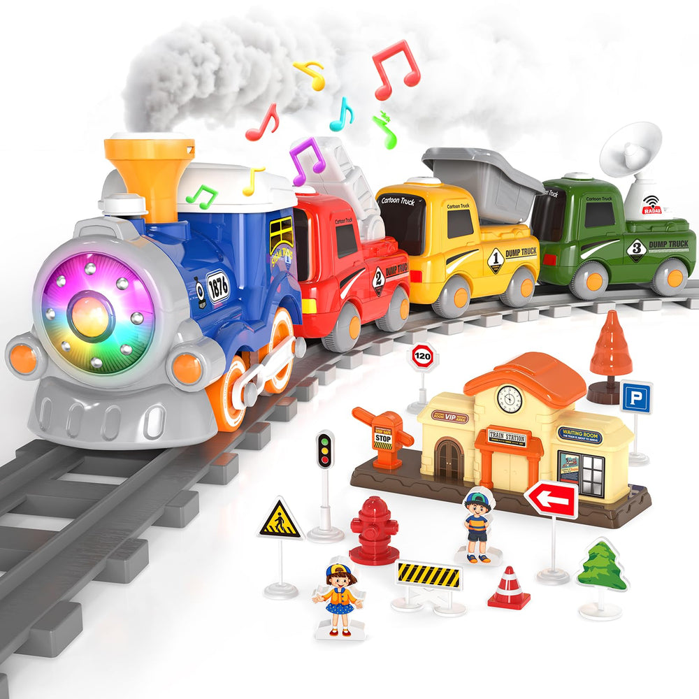 HUITEM locomotive on colorful tracks boosts imaginative play and fine motor skills