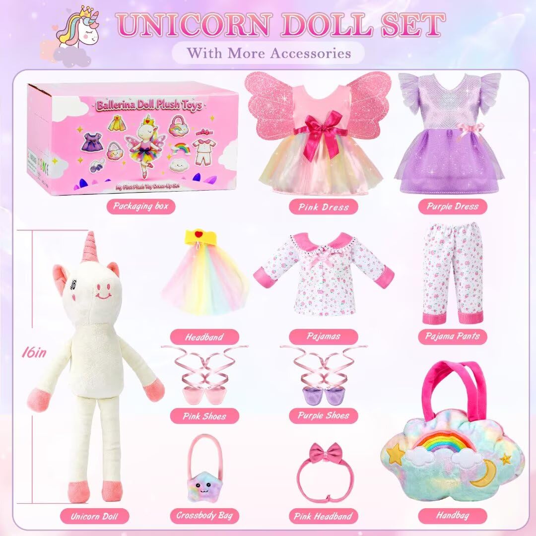 HUITEM unicorn dress-up clothes and wings, perfect for pretend ballet adventures.
