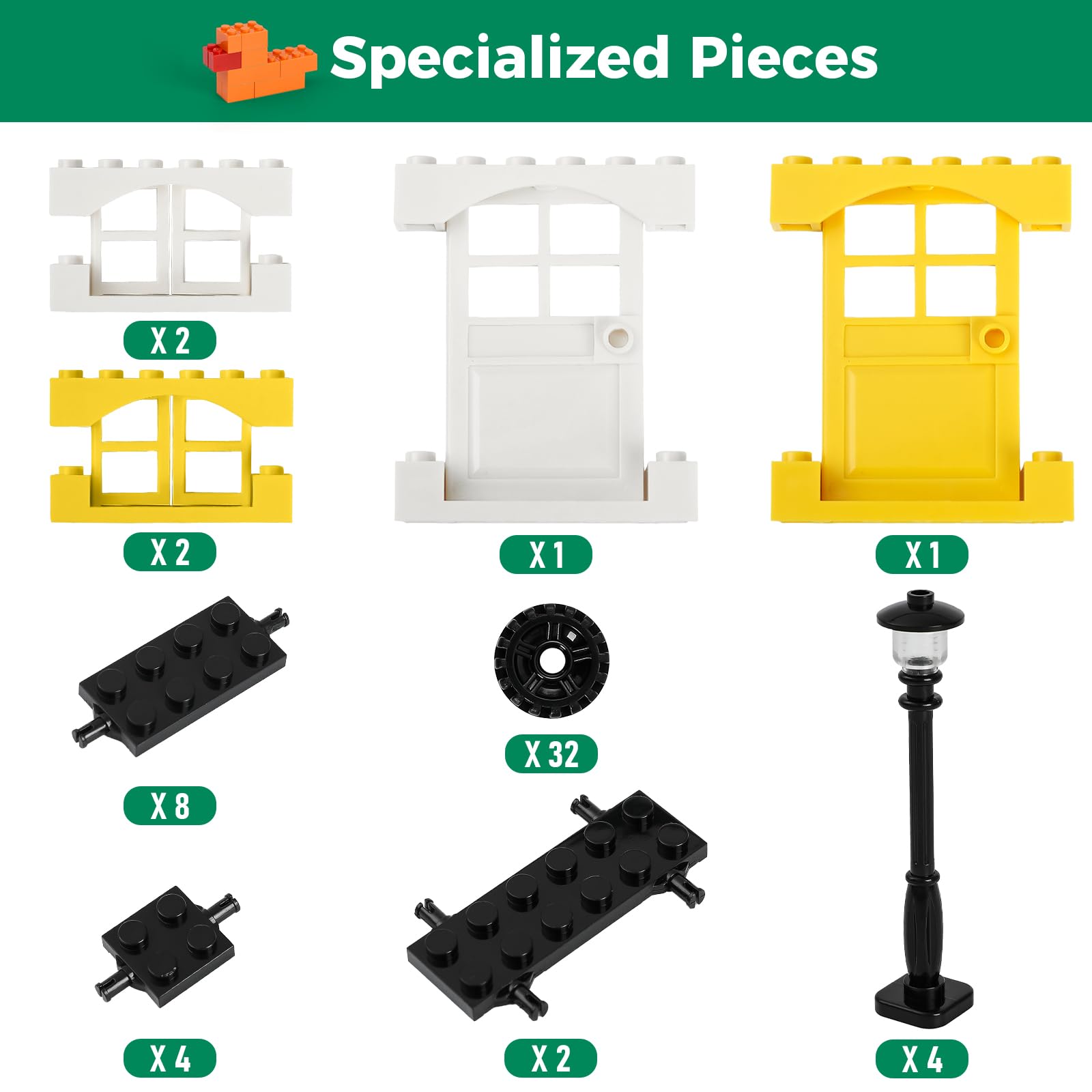 HUIZDQ 1100-pcs set featuring street lights for city scenes