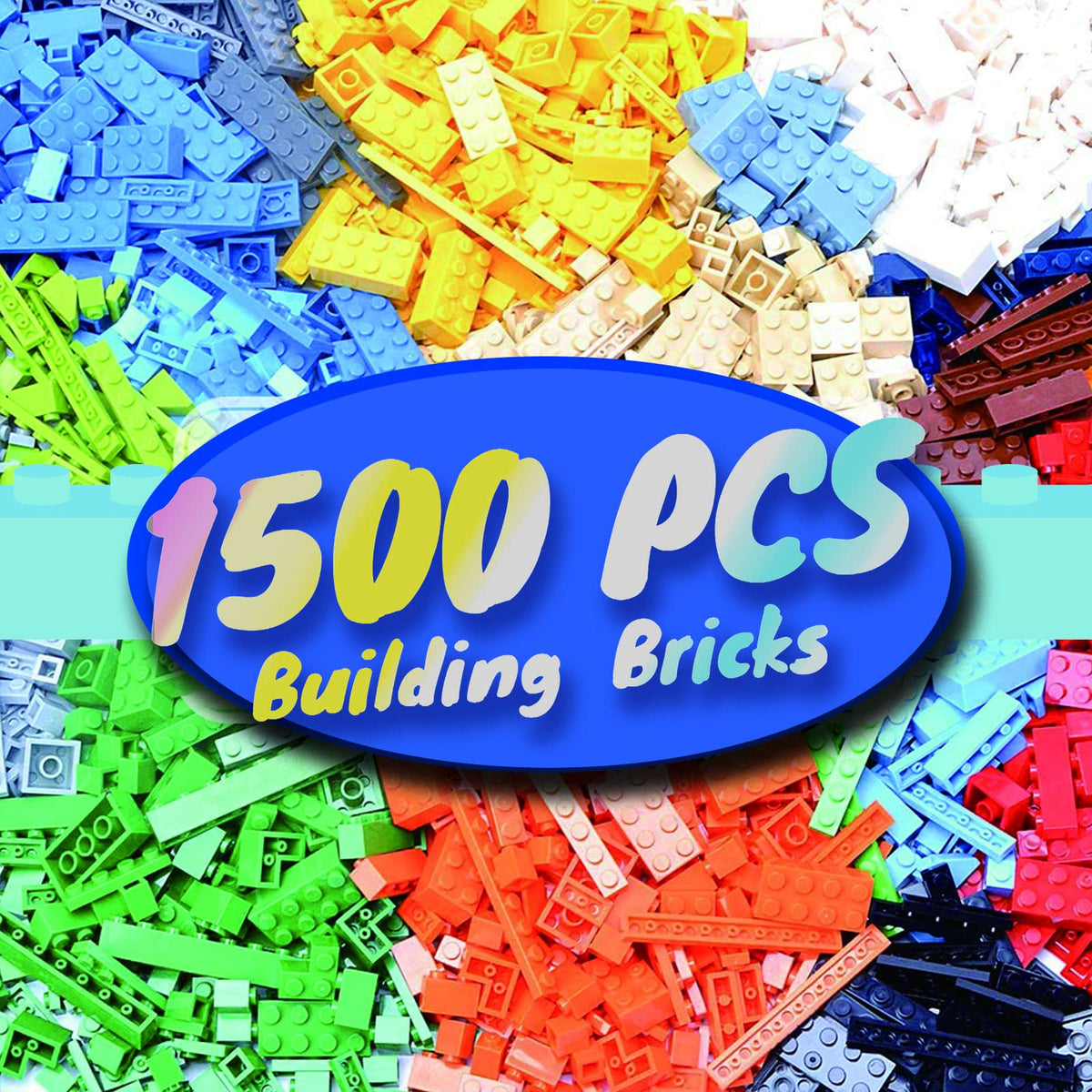 HUIZDQ 1500-piece building bricks product shot showing versatile blocks for creative play