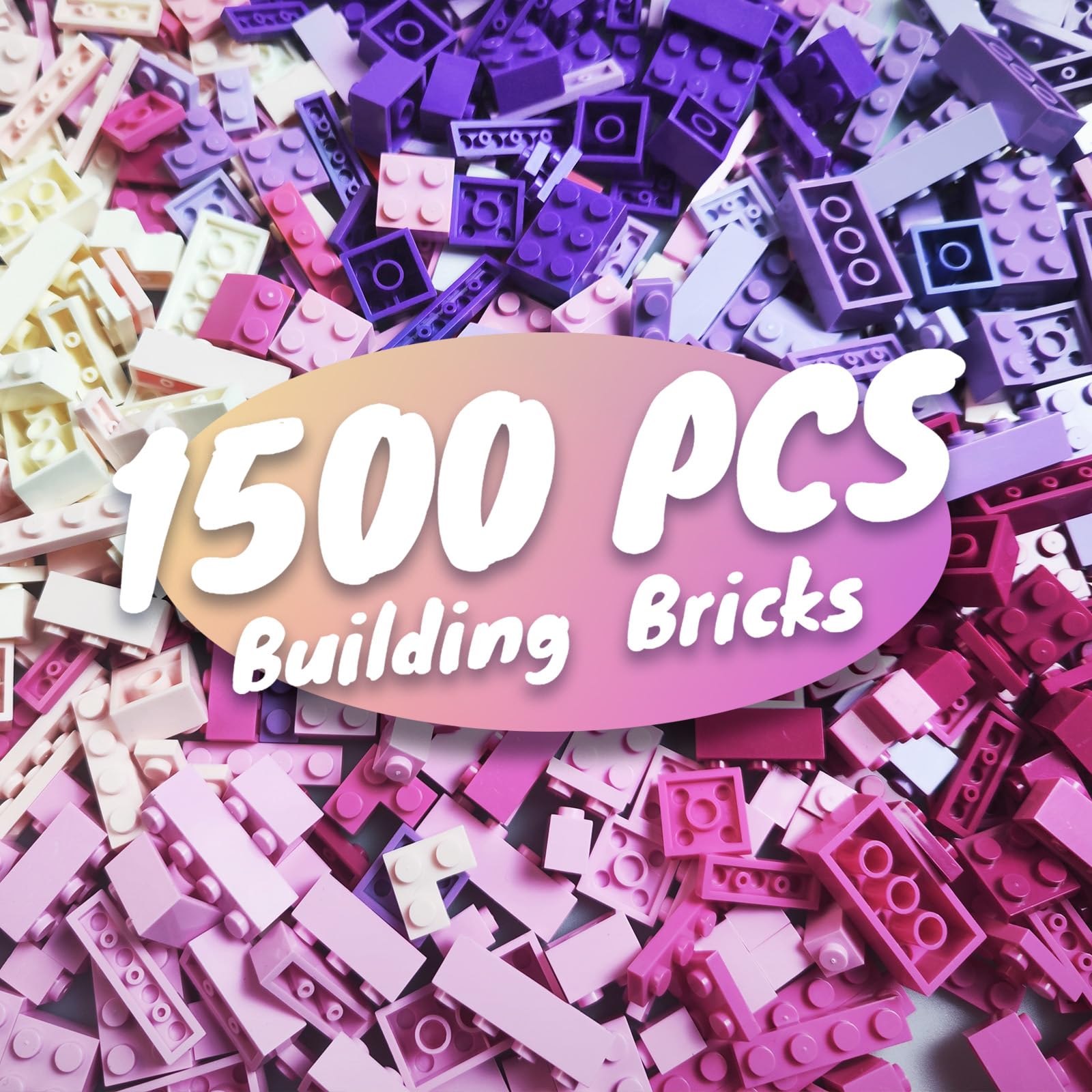 HUIZDQ 1500-piece bricks in pink, purple, white spark imaginative play.