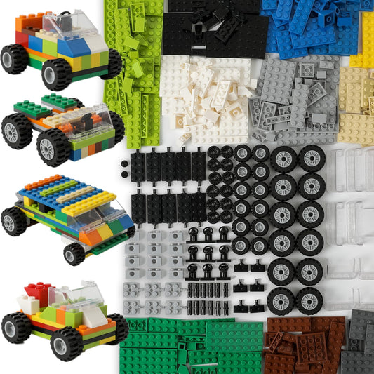 HUIZDQ 450pcs wheels and axles set for durable, open-ended brick play