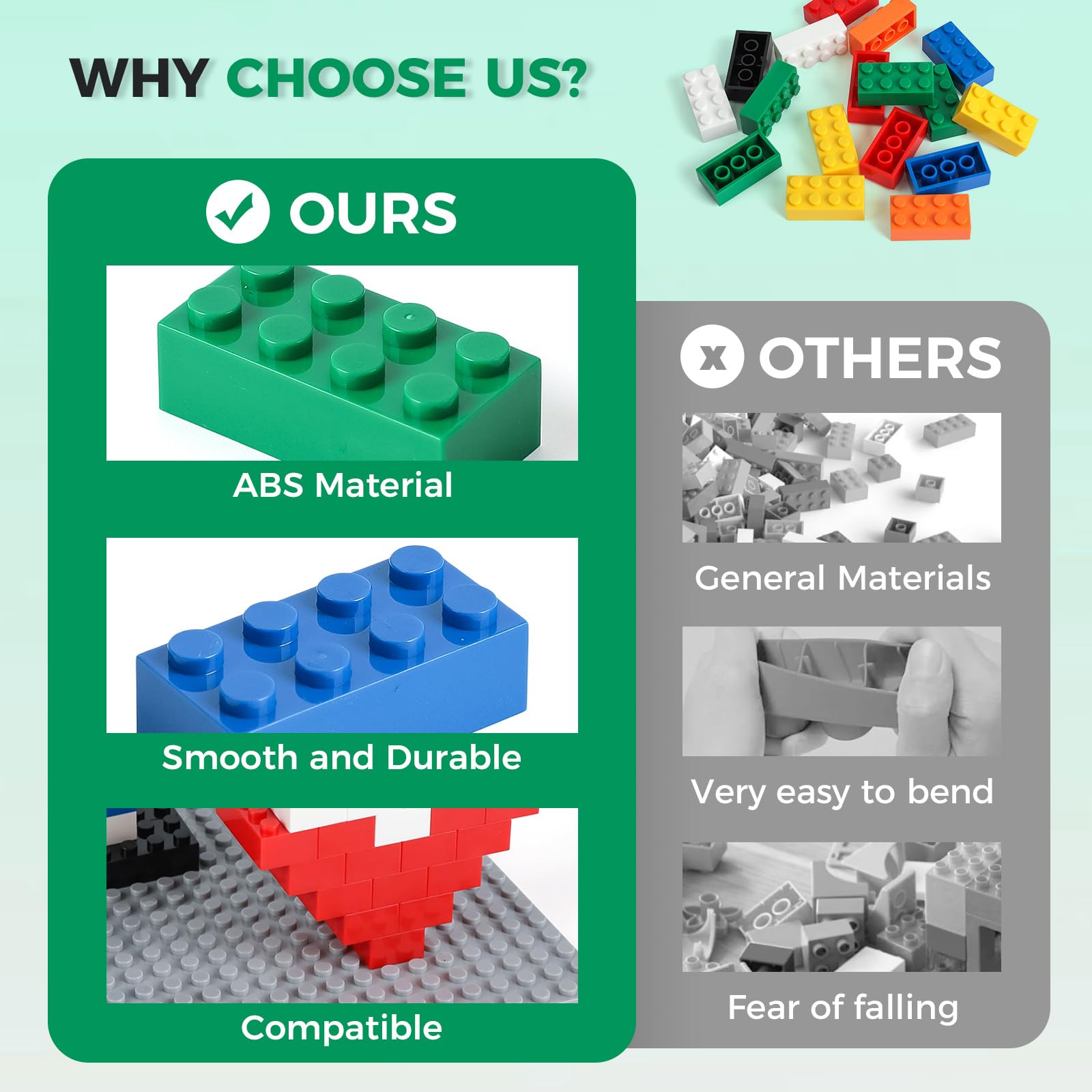 HUIZDQ blue 2x4 bricks enhance collaborative building and storytelling.