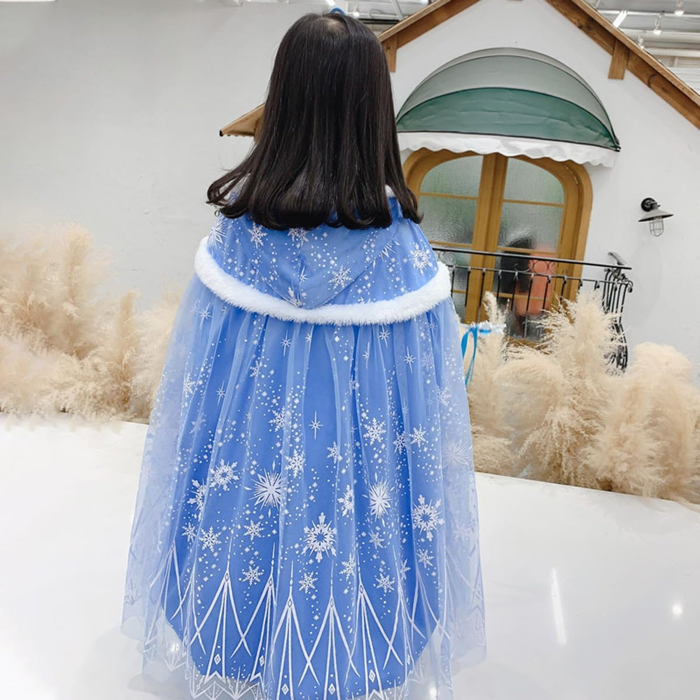 Hulaha Elsa cape worn by a child during pretend play