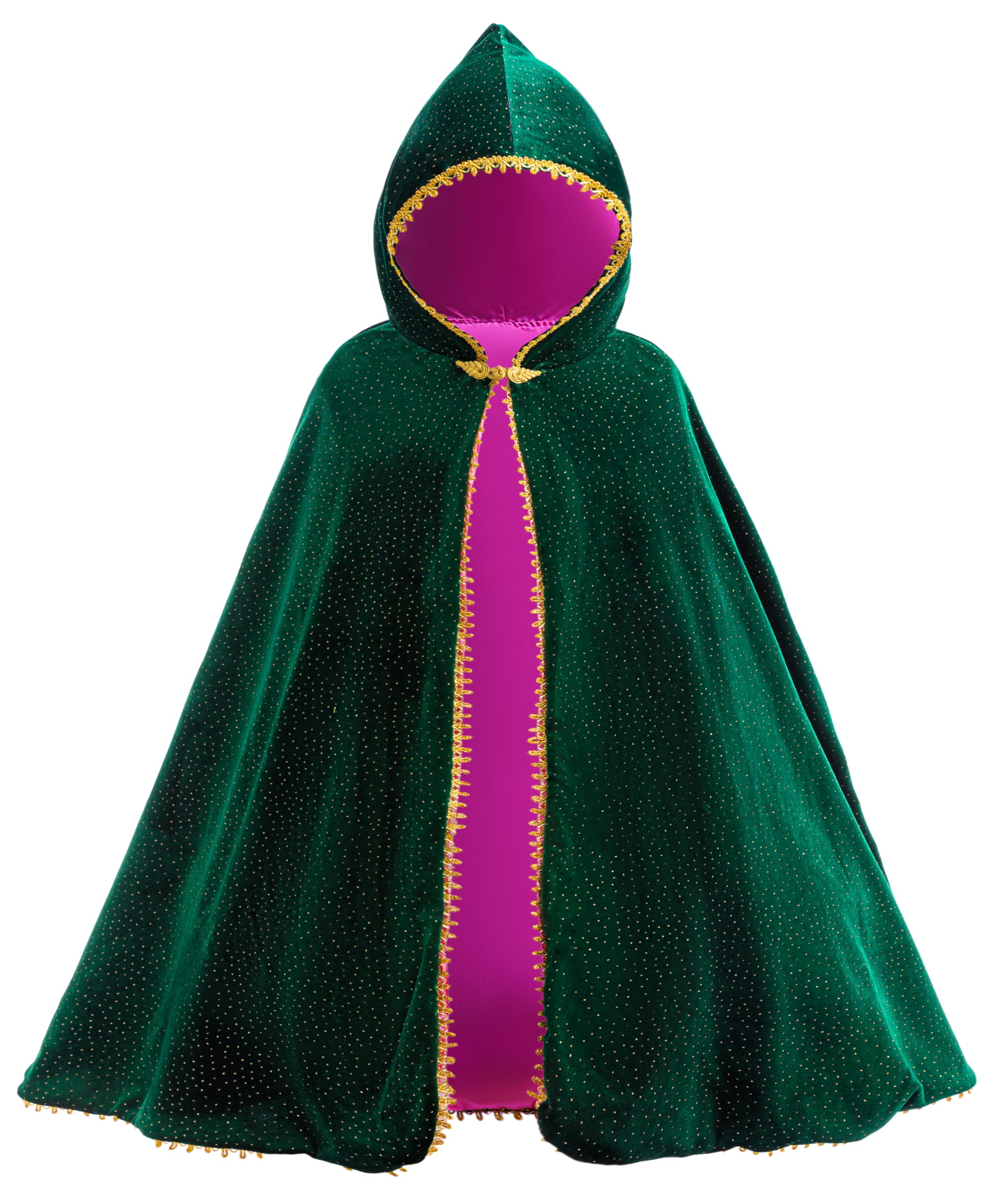 Hulaha Anna-style velvet hooded cape for magical dress-up and festive warmth.
