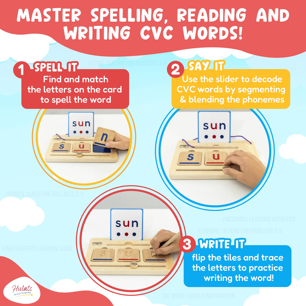 Hulats CVC Word Magic beechwood tiles for durable, sensory letter handling.