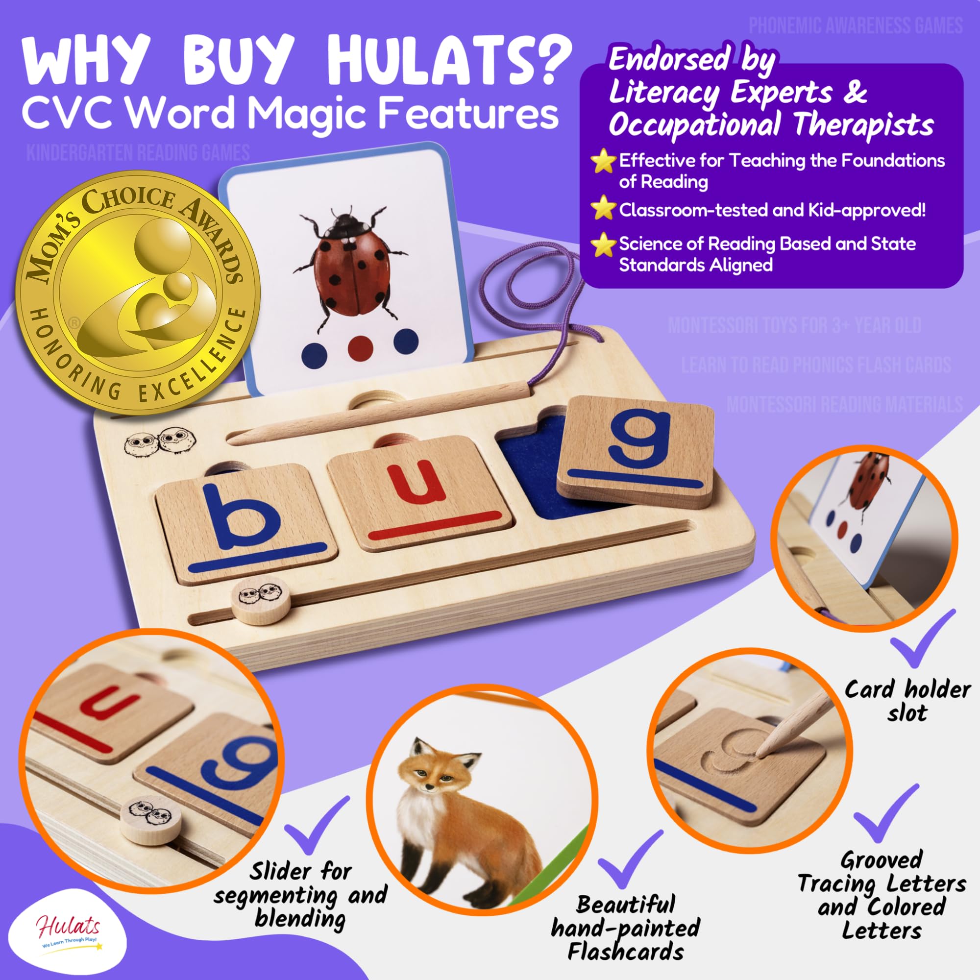 Hulats CVC Word Magic blending board with slider aids decoding through hands-on practice.