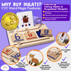 Hulats CVC Word Magic blending board with slider aids decoding through hands-on practice.