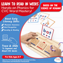 Hulats CVC Word Magic phonics flash cards with vivid double-sided visuals.