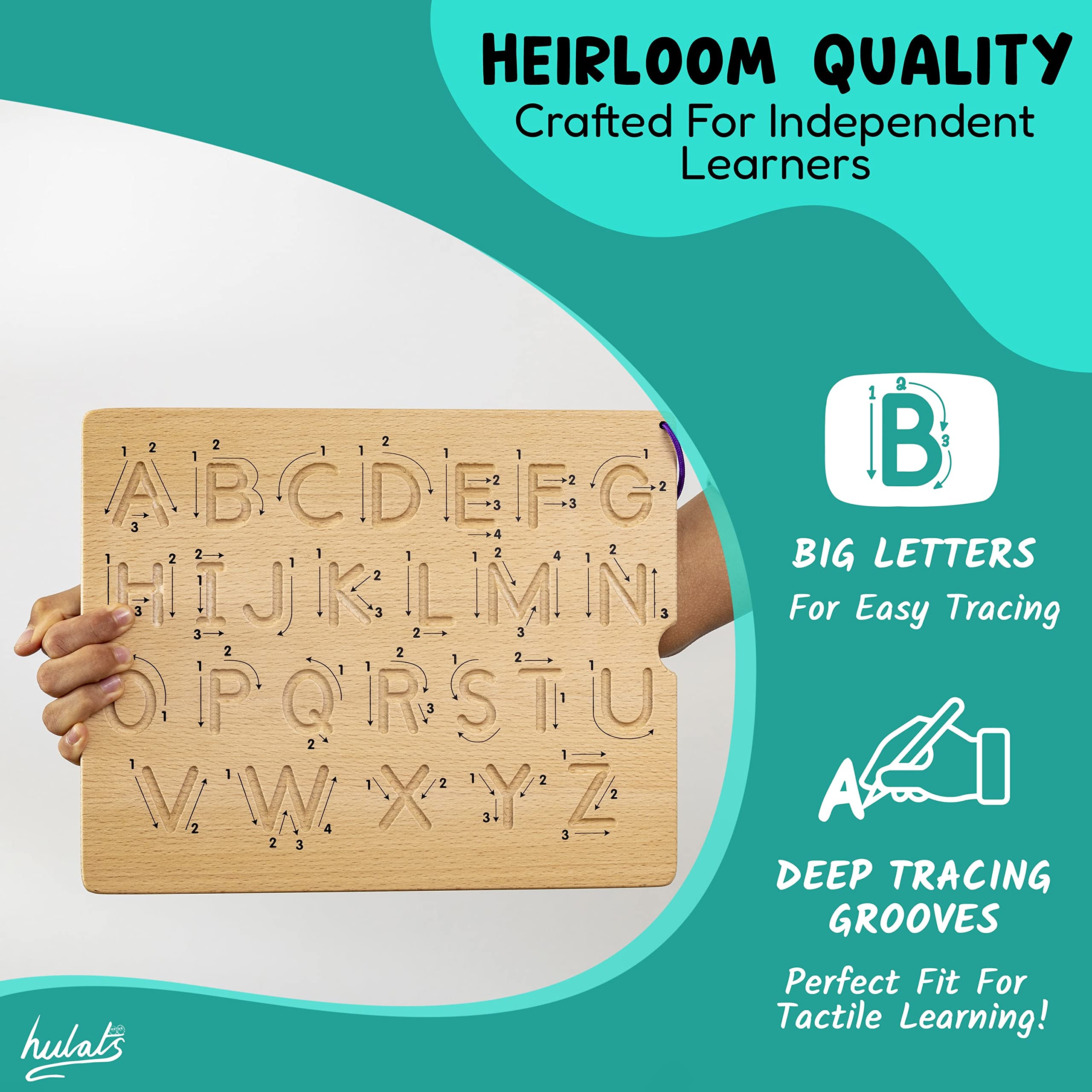Hulats tracing board measures 11.5 x 9.3 x 0.4 inches for classroom use.