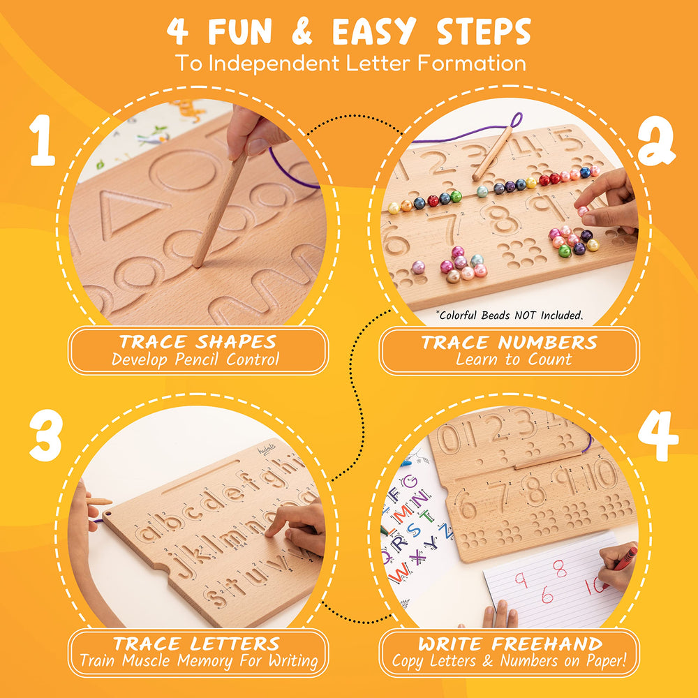 Hulats tracing board with safe rounded edges enhances hands-on skill.
