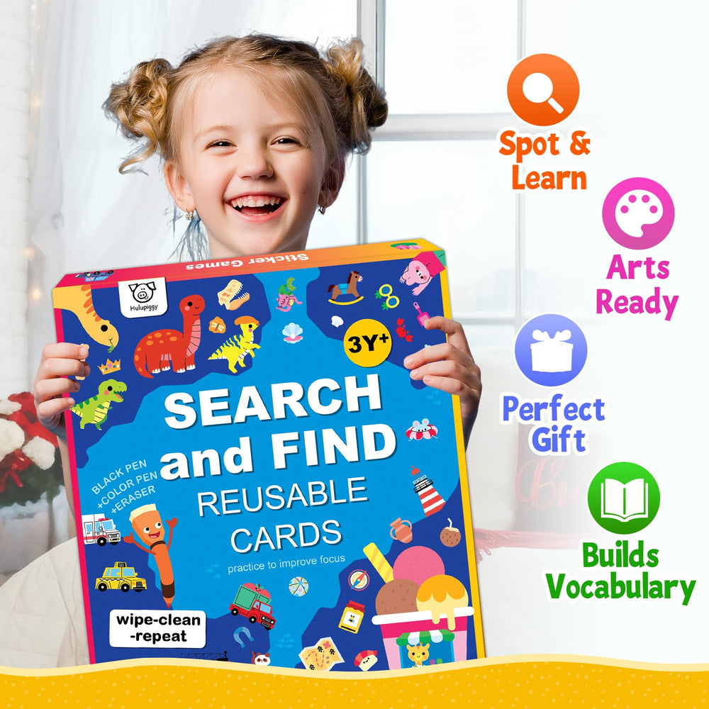 Hulupiggy Search and Find eight double-sided pages – versatile themes spark curiosity.