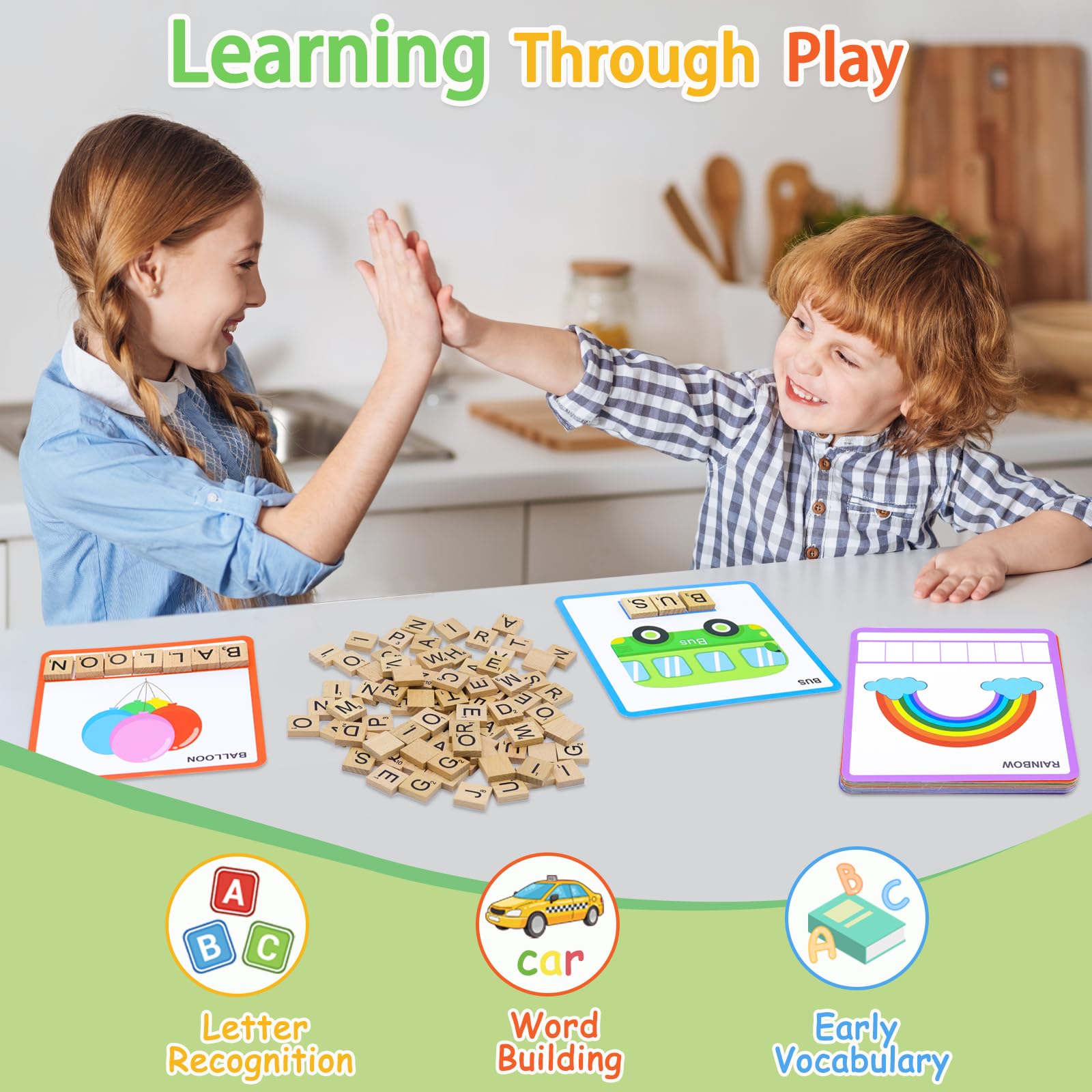 Humerry wooden letters set of 100 enhances hands-on letter recognition.