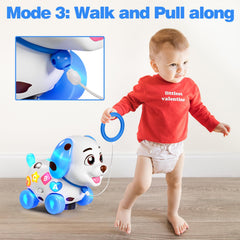 HumorPlay walking mode puppy toy encourages walking exploration indoors.