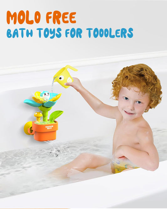 Humzo tub toy with strong suction keeps flowers secure during bath time play.